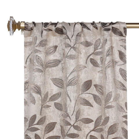 Leaves Room Darkening Washable Blackout Curtain Panels, Set of 2