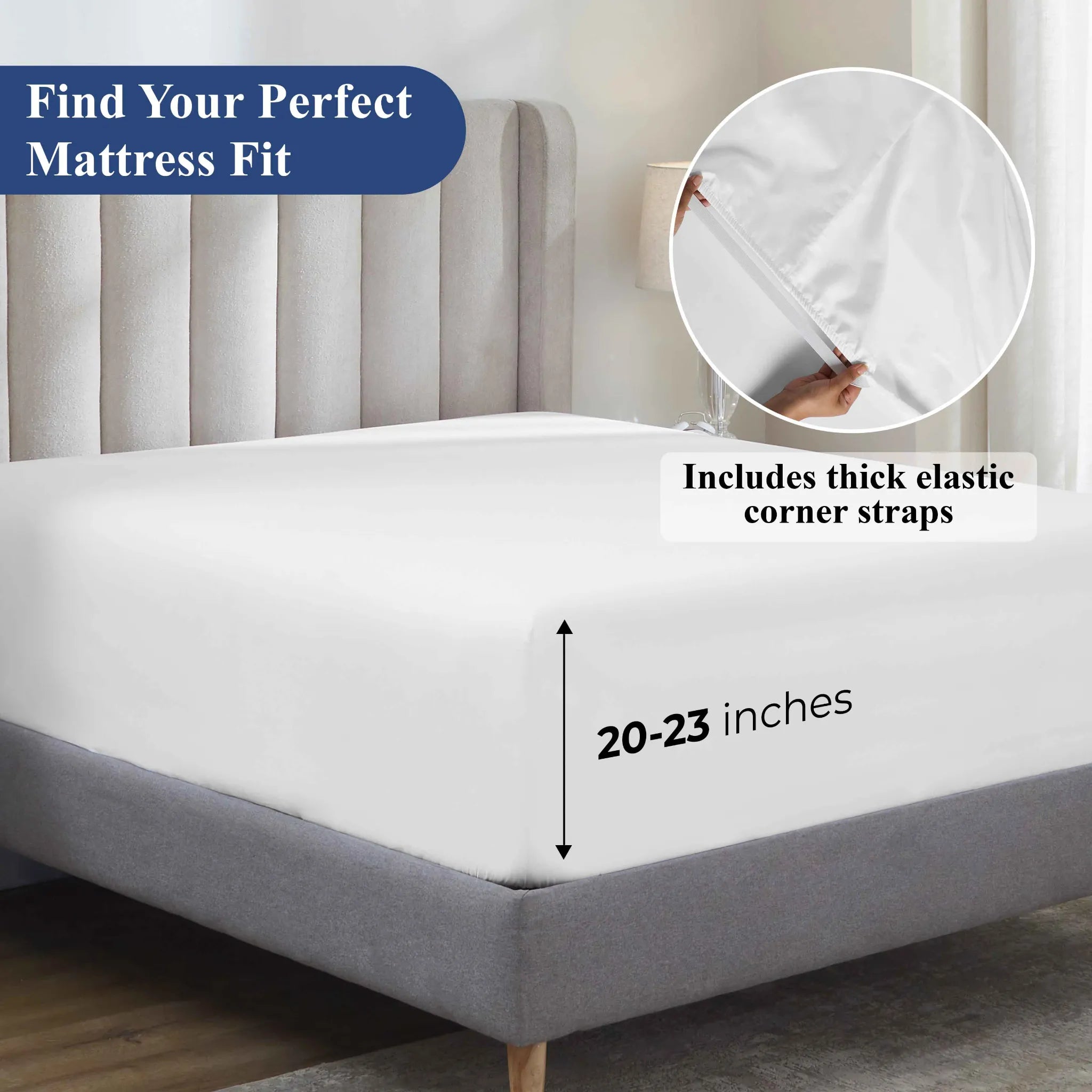 Apus 100% Cotton 500 Thread Count Fitted Sheet - 18" & 20" Extra Deep Pocket Options