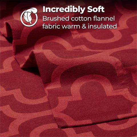 100% Cotton Flannel Bed Sheet Set Trellis Deep Pocket