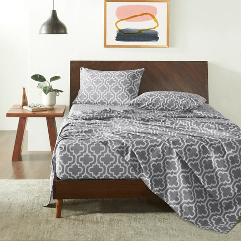 100% Cotton Flannel Bed Sheet Set Trellis Deep Pocket