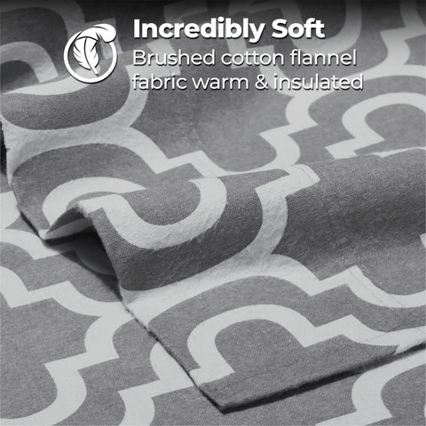 100% Cotton Flannel Bed Sheet Set Trellis Deep Pocket