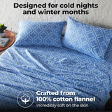 100% Cotton Flannel Bed Sheet Set Trellis Deep Pocket