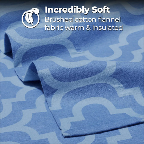 100% Cotton Flannel Bed Sheet Set Trellis Deep Pocket