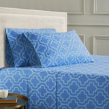 100% Cotton Flannel Bed Sheet Set Trellis Deep Pocket