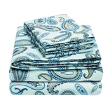 100% Cotton Flannel Bed Sheet Set Floral Paisley Deep Pocket