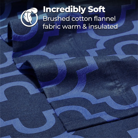 100% Cotton Flannel Bed Sheet Set Trellis Deep Pocket