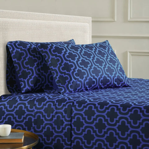 100% Cotton Flannel Bed Sheet Set Trellis Deep Pocket