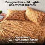 100% Cotton Flannel Bed Sheet Set Trellis Deep Pocket