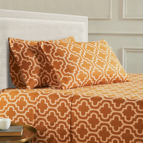 100% Cotton Flannel Bed Sheet Set Trellis Deep Pocket