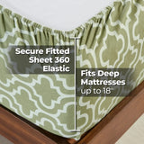 100% Cotton Flannel Bed Sheet Set Trellis Deep Pocket