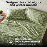 100% Cotton Flannel Bed Sheet Set Trellis Deep Pocket