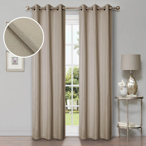 Linen Washable Room Darkening Blackout Curtains, Set of 2