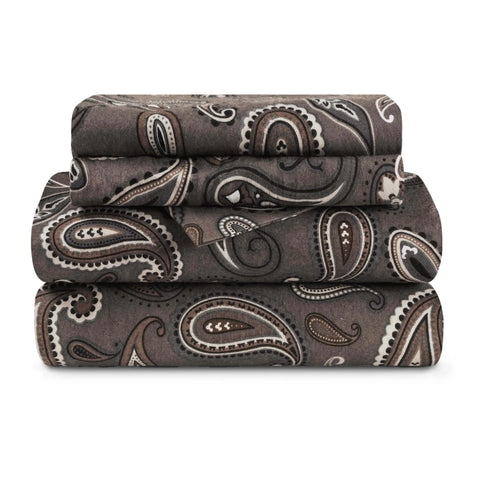 100% Cotton Flannel Bed Sheet Set Floral Paisley Deep Pocket