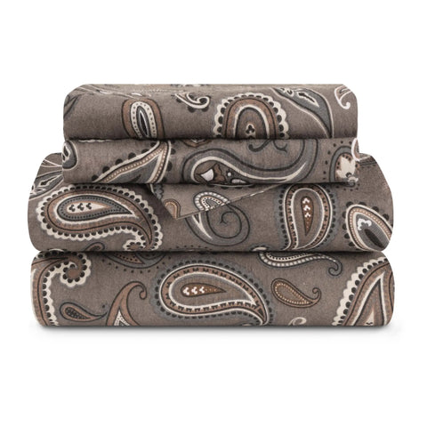100% Cotton Flannel Bed Sheet Set Floral Paisley Deep Pocket