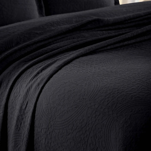 Lightweight Cotton Bedspread Sets 3-Piece Fleur De Lis Jacquard Matelassé