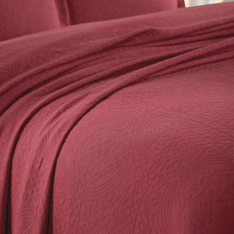 Lightweight Cotton Bedspread Sets 3-Piece Fleur De Lis Jacquard Matelassé