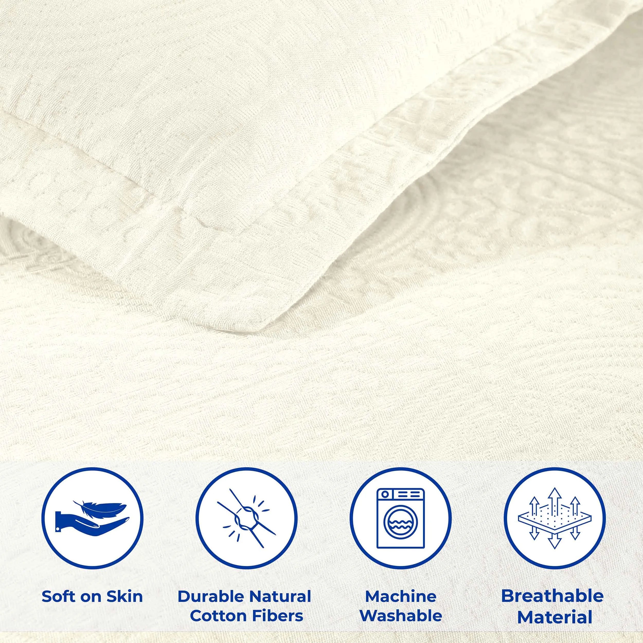Fleur De Lis Jacquard Matelassé Cotton Medallion Bedspread Set