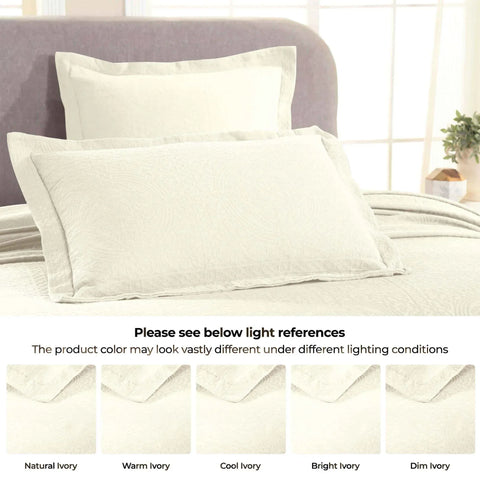 Lightweight Cotton Bedspread Sets 3-Piece Fleur De Lis Jacquard Matelassé
