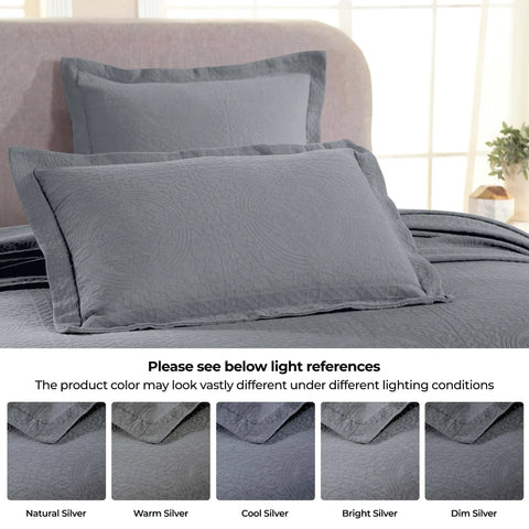 Lightweight Cotton Bedspread Sets 3-Piece Fleur De Lis Jacquard Matelassé