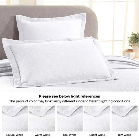 Lightweight Cotton Bedspread Sets 3-Piece Fleur De Lis Jacquard Matelassé