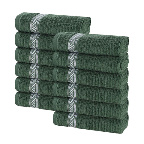 Brea Zero-Twist Cotton Ribbed Face Towel Set 12 Piece