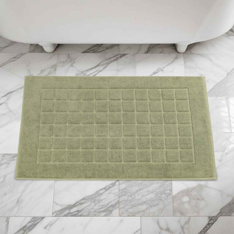 Nora Cotton Thick Solid Checkered Washable Bath Mat Set of 2
