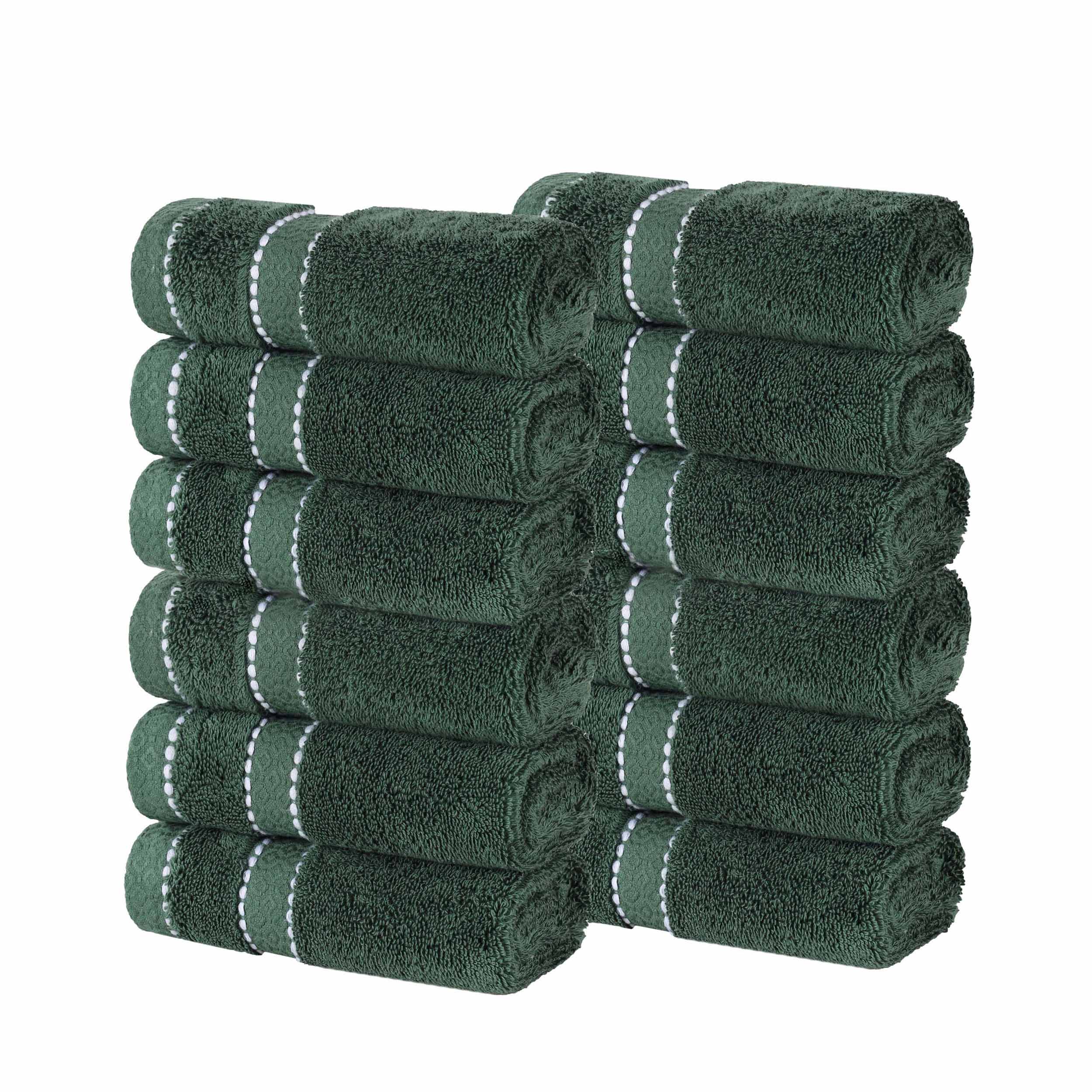 Niles Egyptian Giza Cotton Plush Absorbent Face Towel Washcloth Set of 12