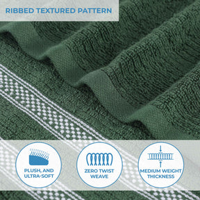 Brea Zero Twist Cotton Ribbed Geometric Border 12 Piece Towel Set