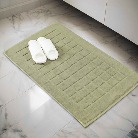 Nora Cotton Thick Solid Checkered Washable Bath Mat Set of 2