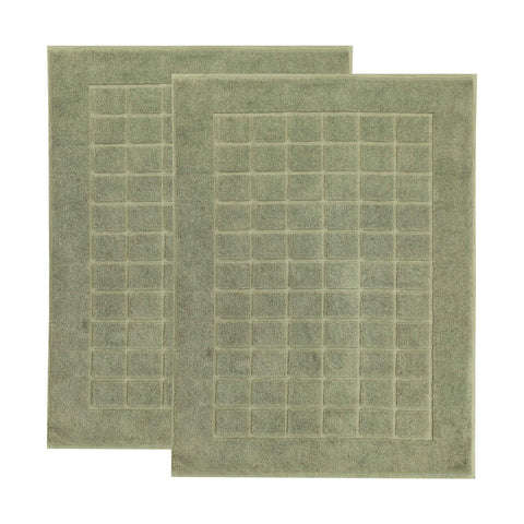 Nora Cotton Thick Solid Checkered Washable Bath Mat Set of 2