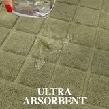 Nora Cotton Solid Absorbent Thick Checkered Washable Bath Mat Set of 2