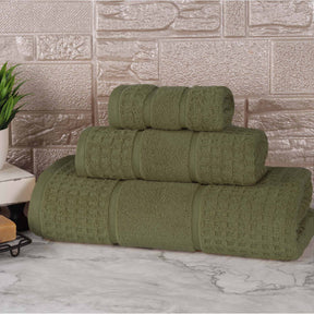 Napa Zero Twist Cotton Solid Waffle Honeycomb 3 Piece Towel Set