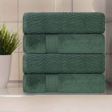 Zero Twist Cotton Solid and Jacquard Bath Towel Set of 4