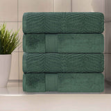 Zero Twist Cotton Solid and Jacquard Bath Towel Set of 4