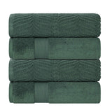 Zero Twist Cotton Solid and Jacquard Bath Towel Set of 4
