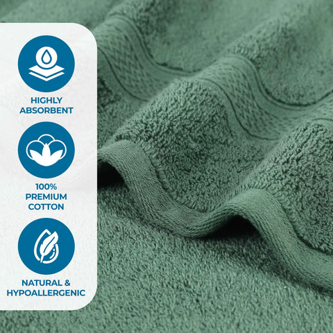 Chevron Zero Twist Solid Soft Absorbent Cotton 3 Piece Towel Set