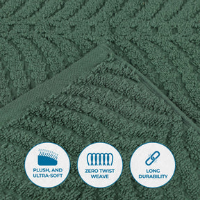 Chevron Zero Twist Solid and Jacquard Soft Cotton Bath Towel Set of 4