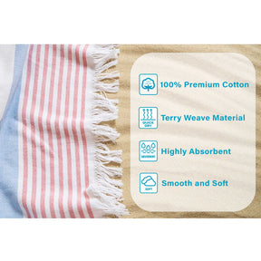 Tropical Cabana Stripe Fouta 2 Piece Beach Towel with Tassels