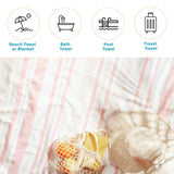 Tropical Cabana Stripe Fouta Cotton Beach Towel Set of 2 Piece