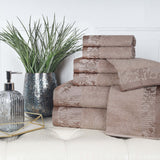 Wisteria Cotton Medium Weight Floral Jacquard Border 8 Piece Towel Set