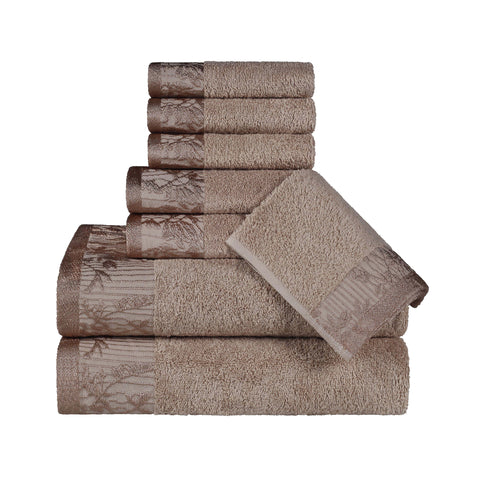 Cotton Floral Jacquard Towel Set 8-Piece - Wisteria