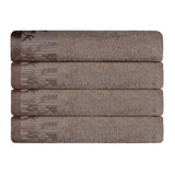 Cotton Floral Jacquard Border Bath Towel Set of 4 - Wisteria
