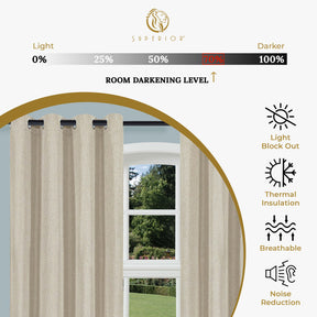 Linen Pattern Washable Room Darkening Blackout Curtain Set 52" - 8 Pieces