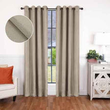 Linen Pattern Washable Room Darkening Blackout Curtain Set 52" - 8 Pieces