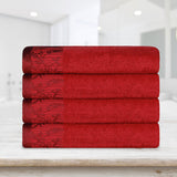 Cotton Floral Jacquard Border Bath Towel Set of 4