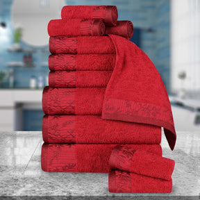 Wisteria Cotton Medium Weight Floral Jacquard 12 Piece Towel Set
