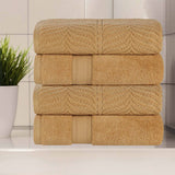 Zero Twist Cotton Solid and Jacquard Bath Towel Set of 4