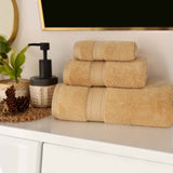 Chevron Zero Twist Solid Soft Absorbent Cotton 3 Piece Towel Set