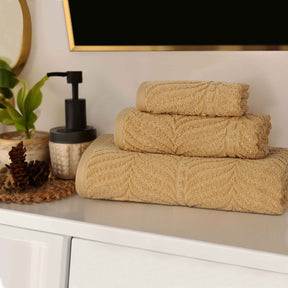 Chevron Zero Twist Jaquard Cotton 3 Piece Bathroom Towel Set