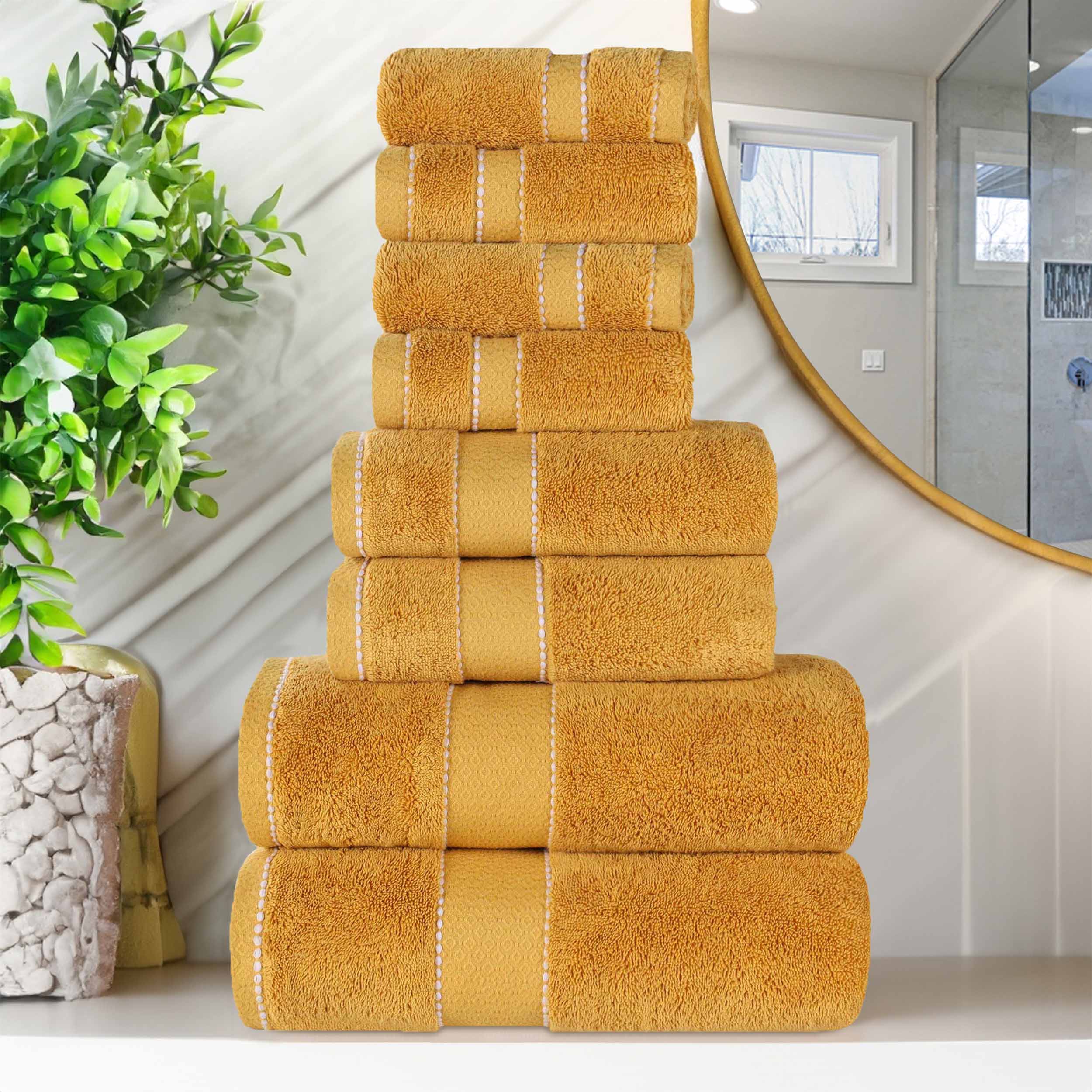 Niles Egyptian Giza Cotton Plush Heavyweight Soft 8 Piece Towel Set